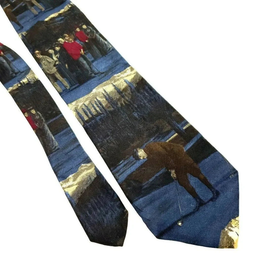 JL Roberts Silk Tie Golf Novelty‎ Print Blue